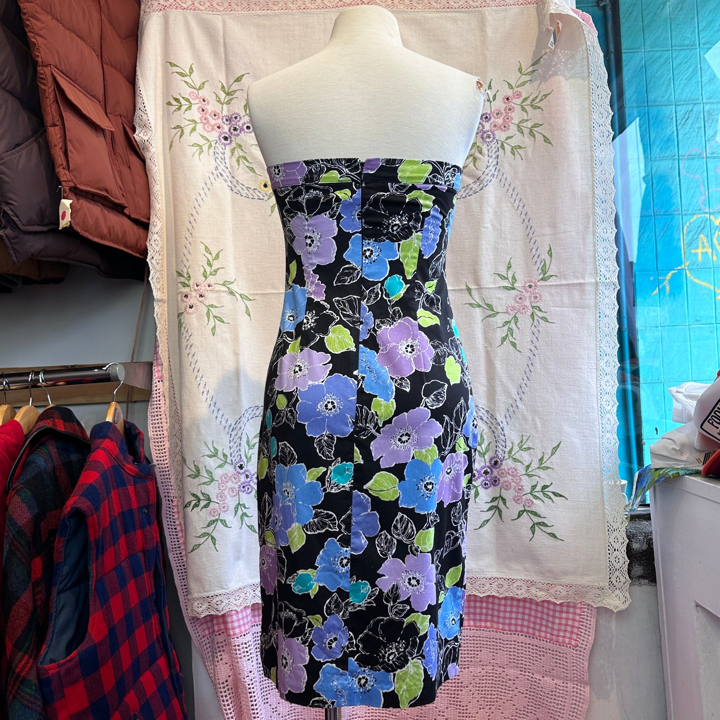 Holt Renfru Floral Strapless Cocktail Dress, S