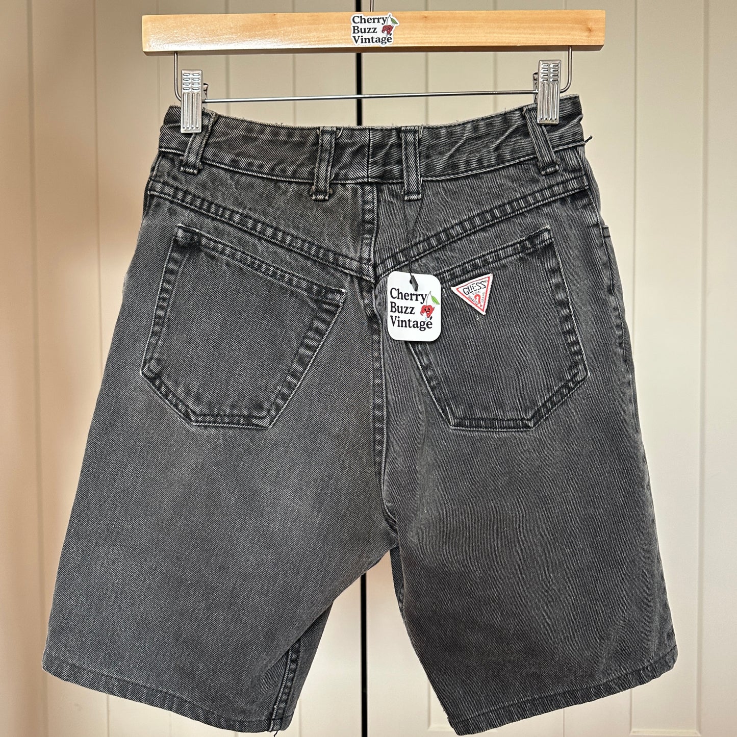Guess Black Denim Bermuda Shorts, 25"