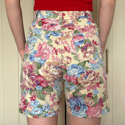 Floral Denim Bermuda Shorts, 26"