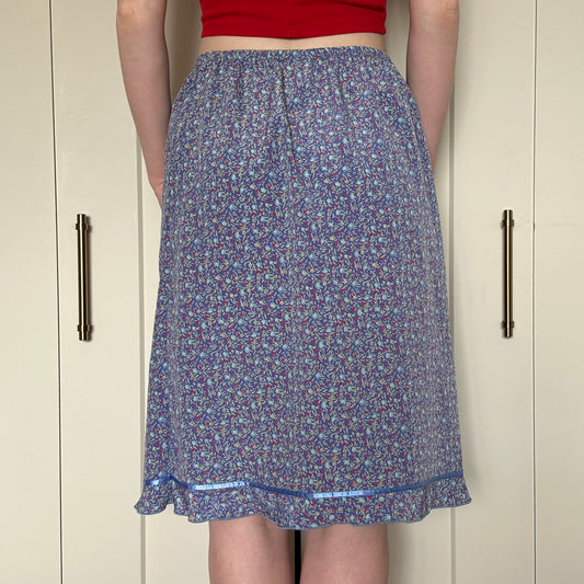 Blue Floral Skirt, 26"