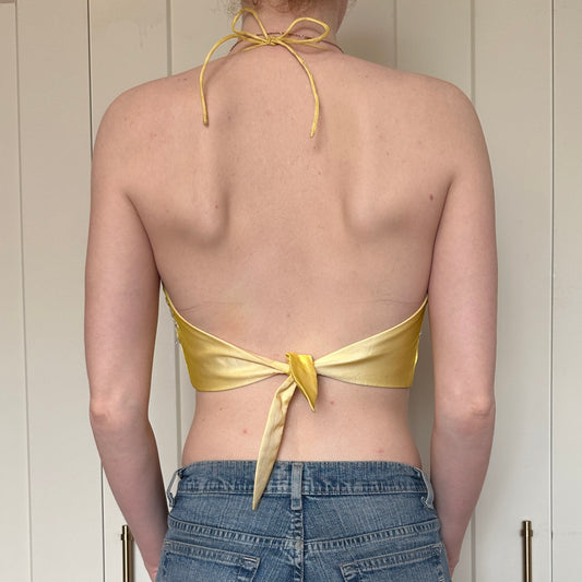 Le Gala Yellow Beaded Halter, M