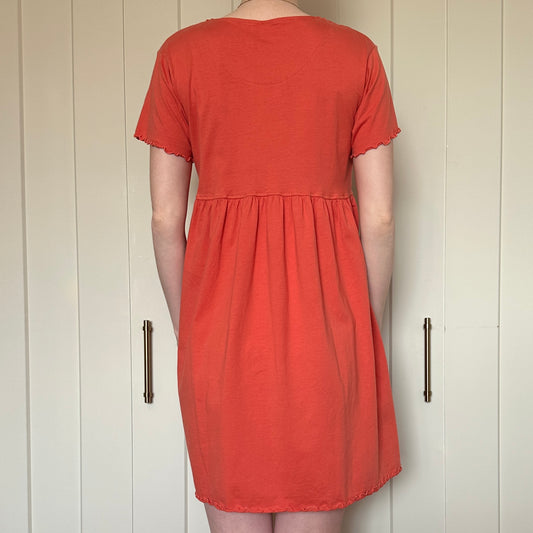 Orange Cotton Baby Doll Dress, M