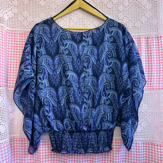 Purple Paisley Sheer Top, M