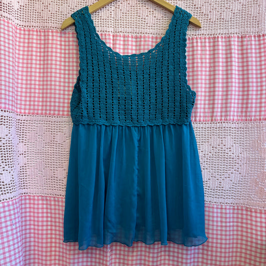 Blue Sheer Bohemian Top, M