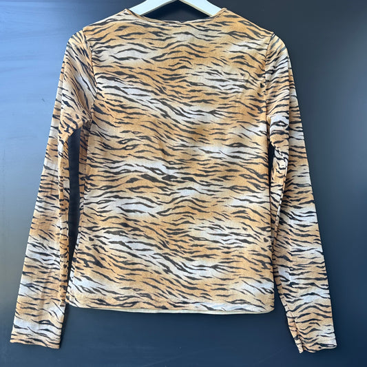 Jones New York Animal Print Mesh Top, S