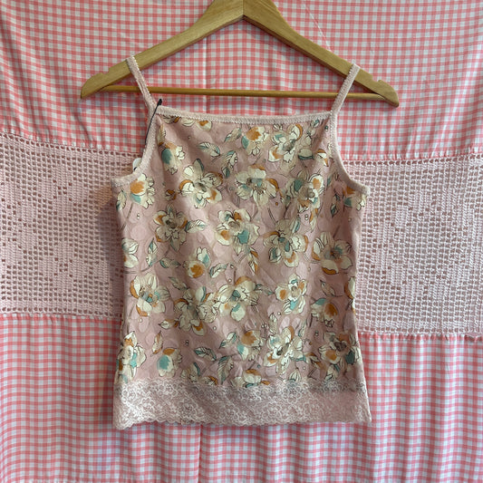 Pink Floral Spaghetti Strap, S