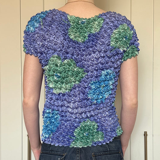 Purple Floral Bubble Top, OS