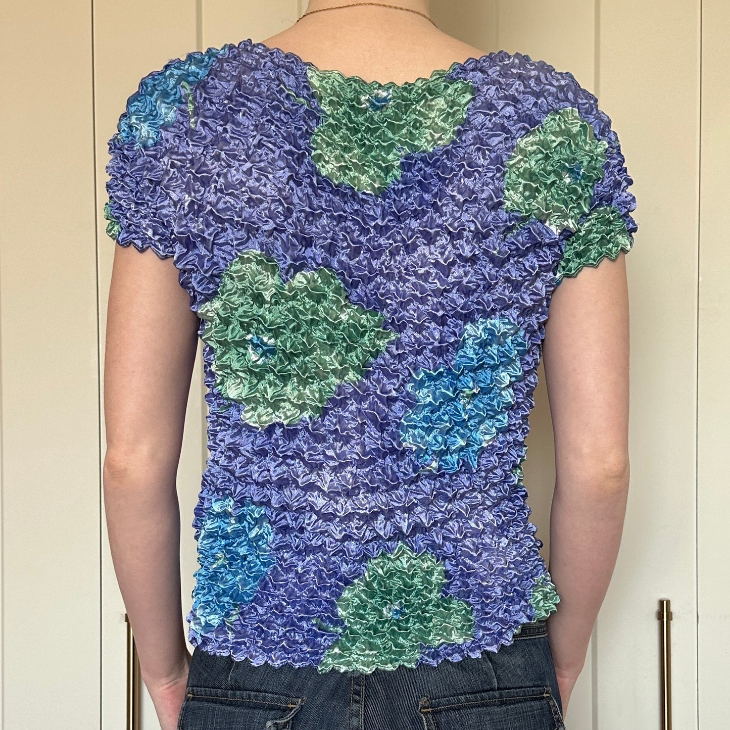 Purple Floral Bubble Top, OS