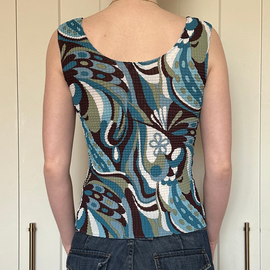 Nicola Blue and Green Floral Top, S