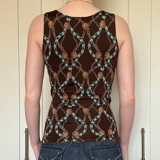 Georgiou Studio Brown Deep V Top, S