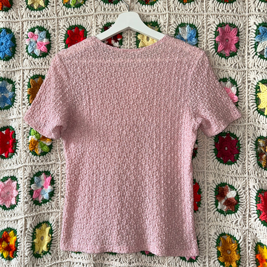 Tradition Pink Floral Pattern T-Shirt, S