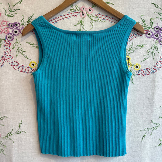 Blue Cotton Tank Top, M