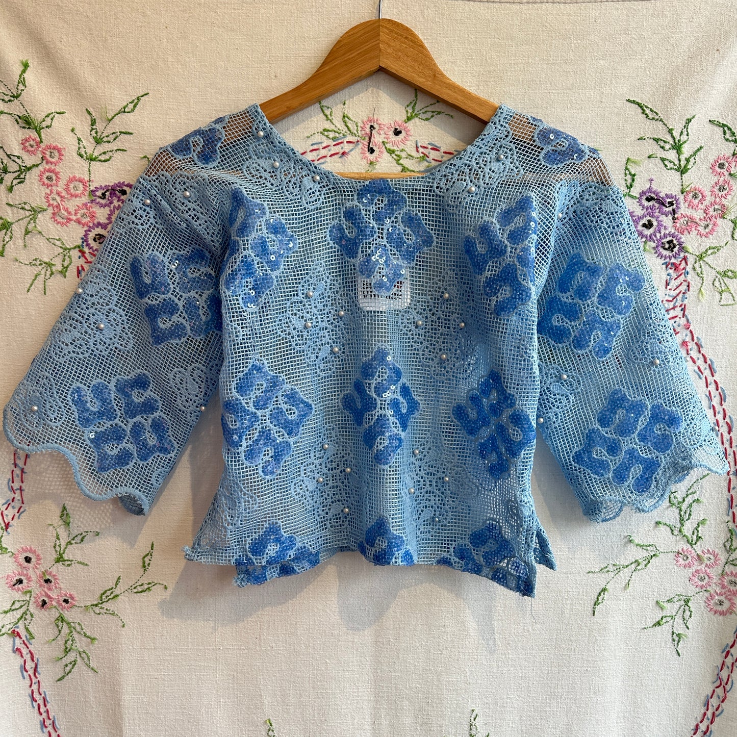 Blue Mesh Top, S