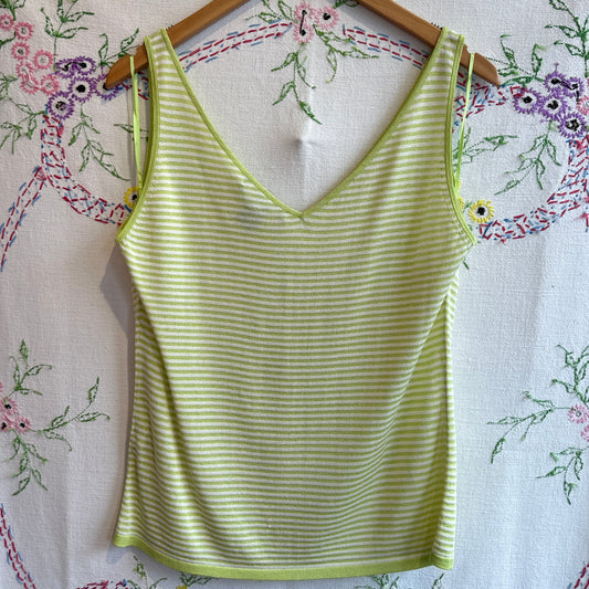 Ellen Tracey Sparkly Striped Green Top, L