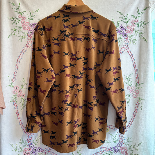 Mary Rose Horse Pattern Button Down, L