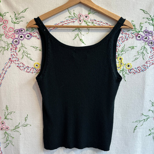 Expression Black Beaded Tank Top, M