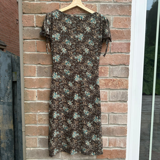 Flower Brown Floral Dress, S