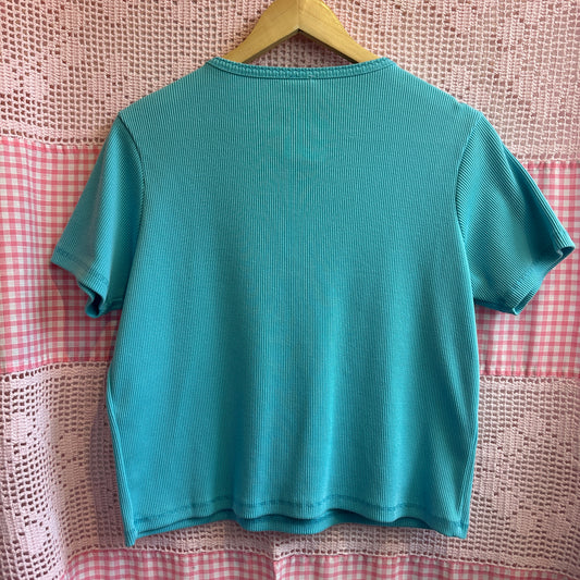 Blue Cotton Blend T-Shirt, M