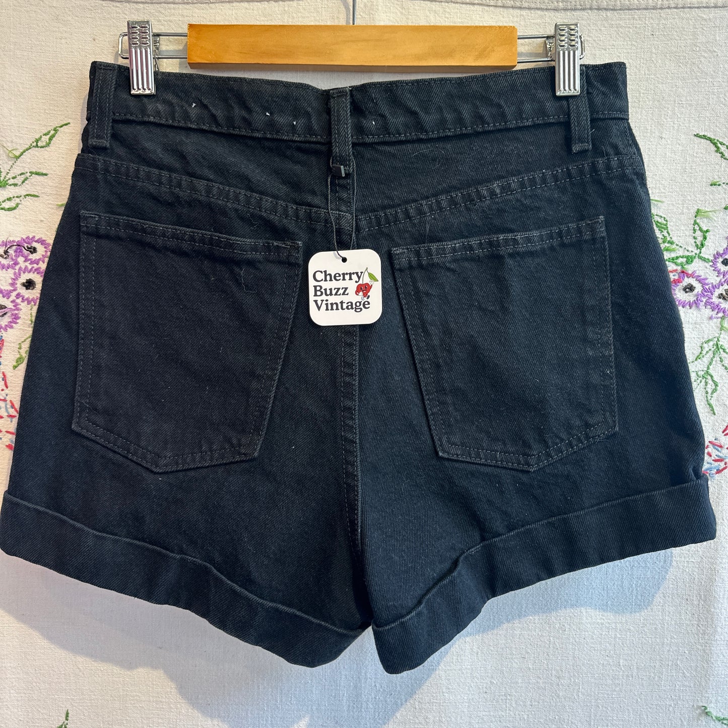 Black Denim Shorts, 29"