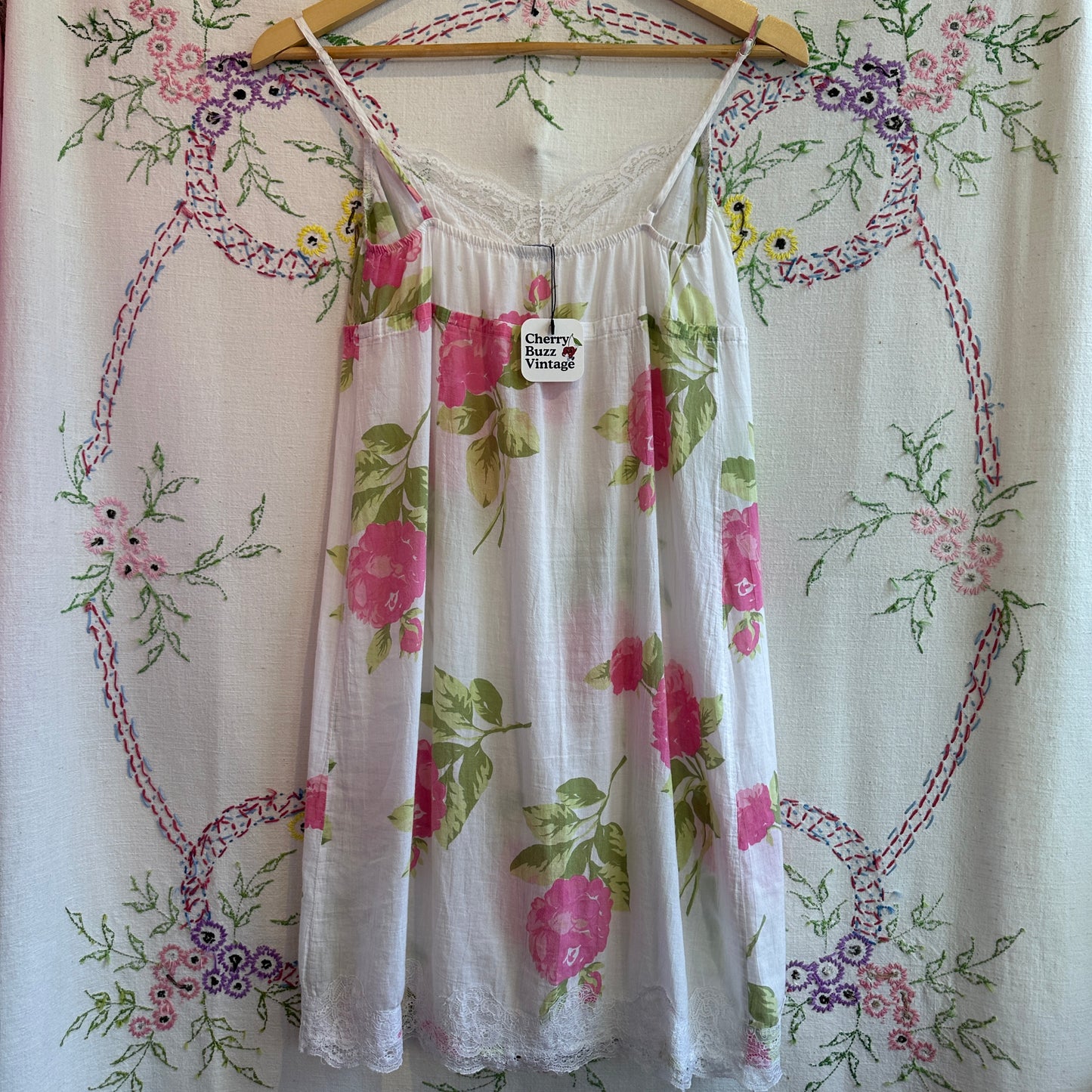 White Floral Sheer Slip, M