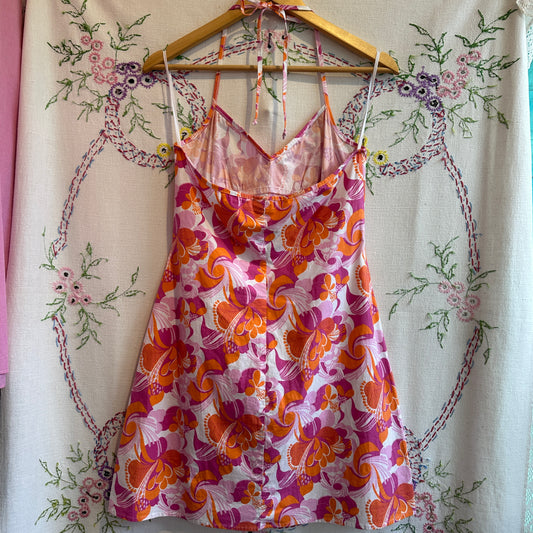 Orange and Pink Halter Dress, L