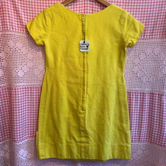 Yellow 1960s Mini Dress, S