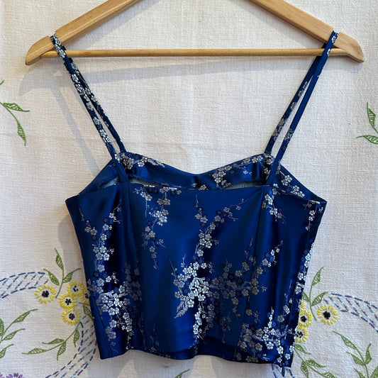 Blue Floral Cropped Top, S