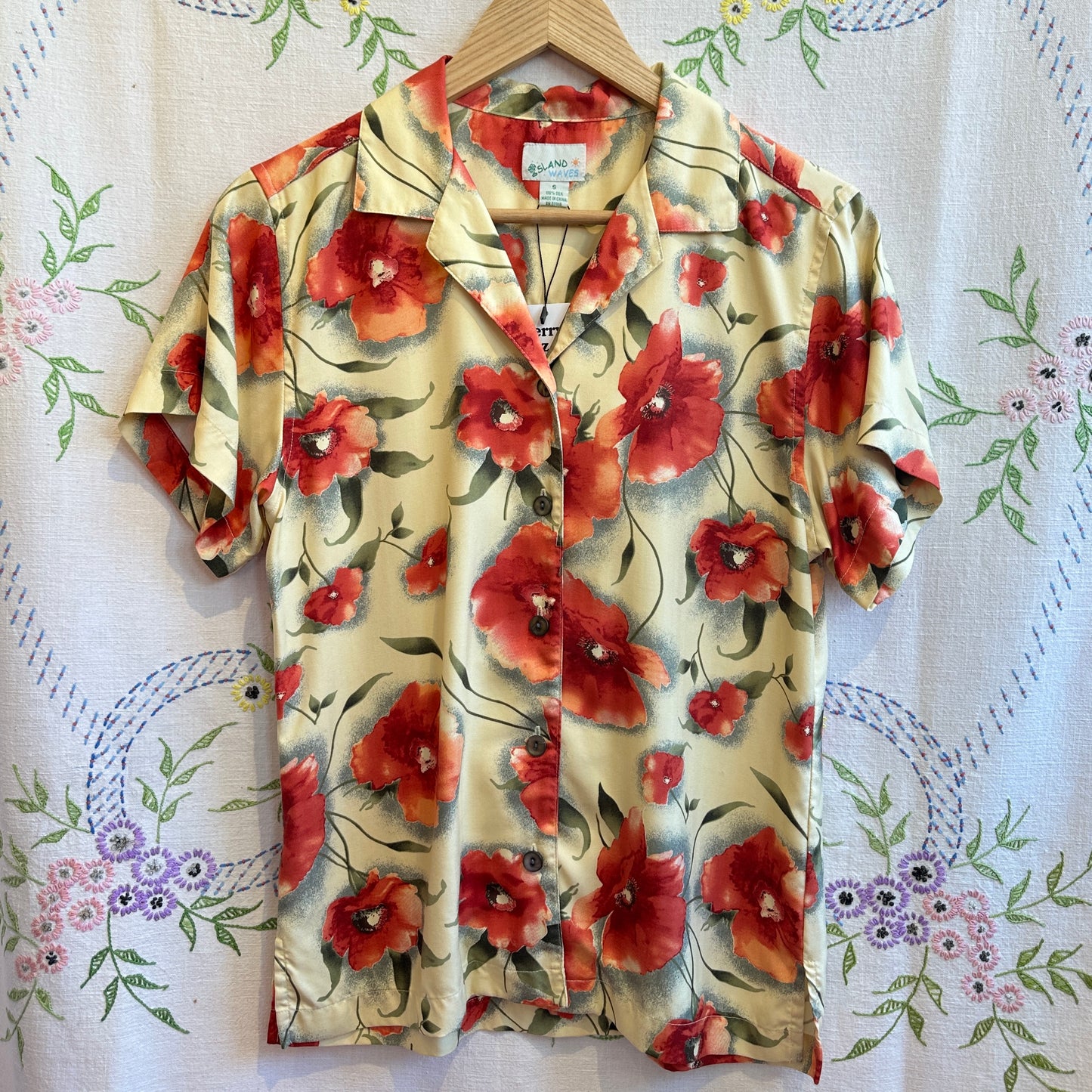 Silk Floral Button Up, S