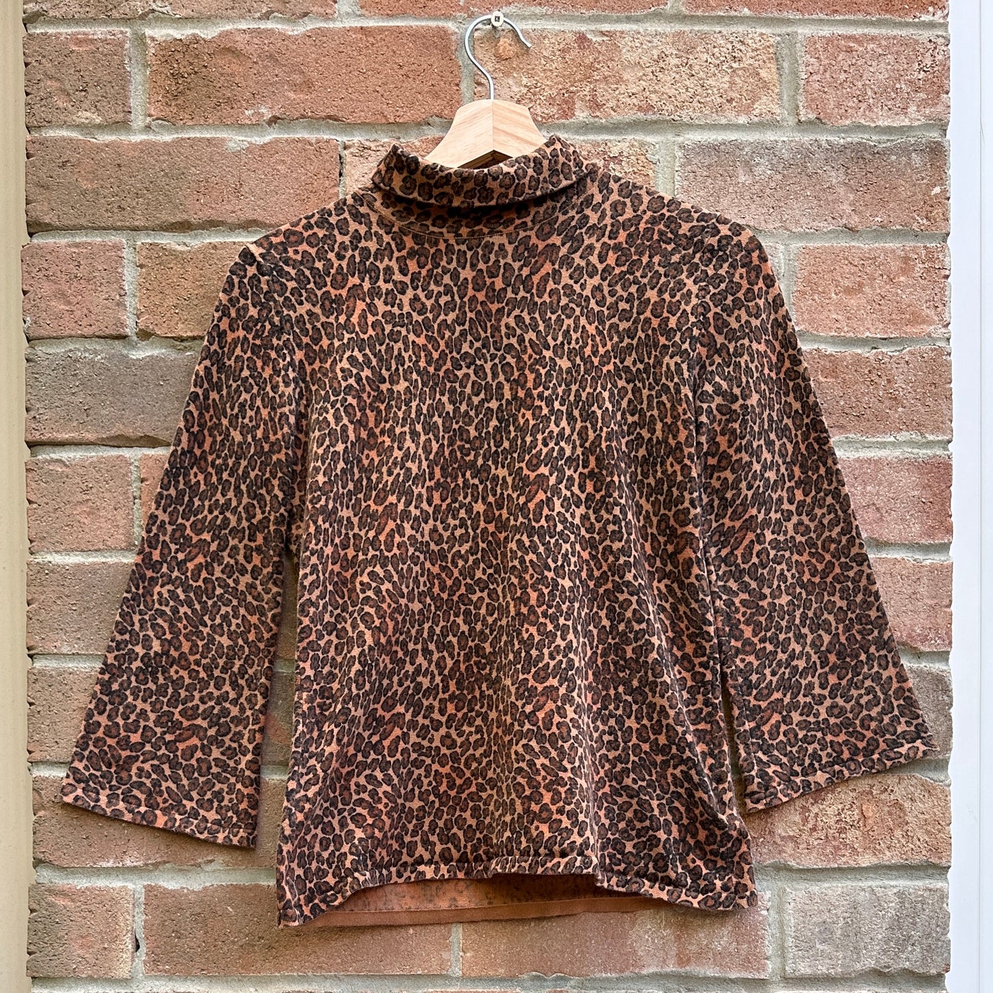 Linda Matthews Animal Print Turtle Neck, S