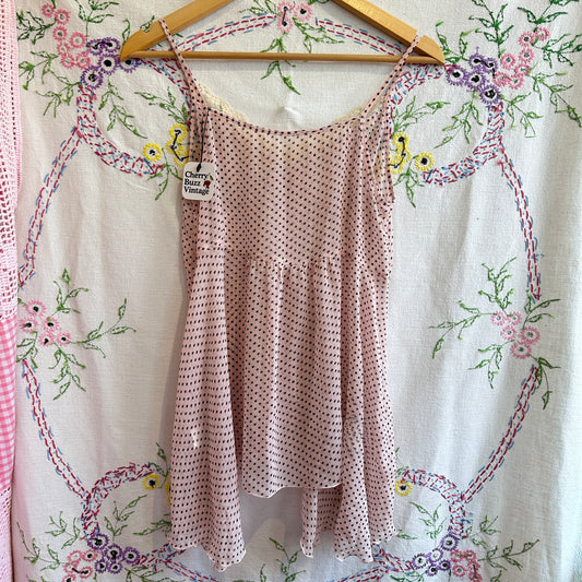 Silk Pink Polka Dot Sheer Camisole, M