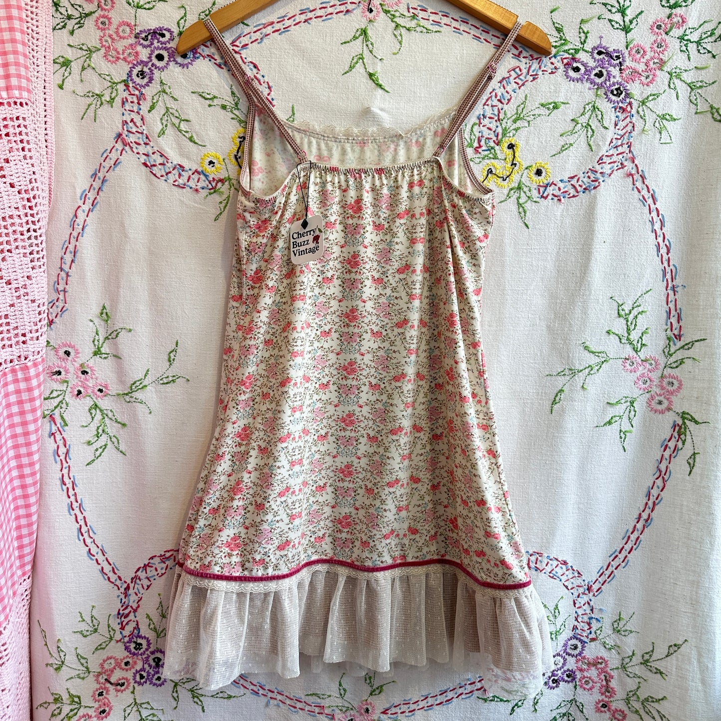 White and Pink Floral Dress, S