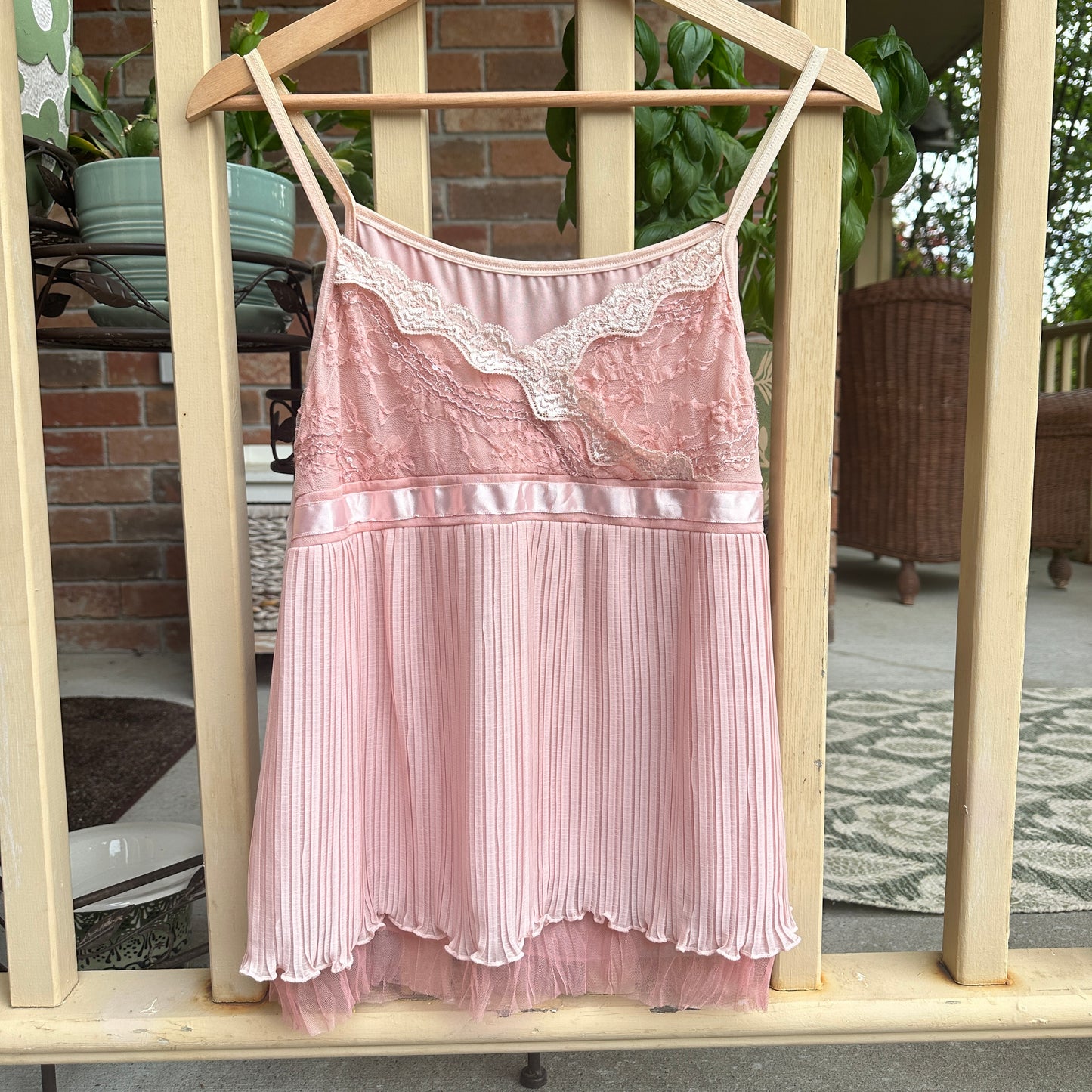 Pink Lace Baby Doll Top, S