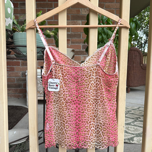 Pink Animal Print Sheer Camisole, S