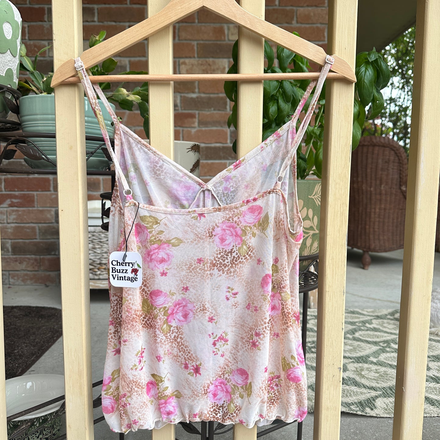 Floral and Animal Print Sheer Camisole, S