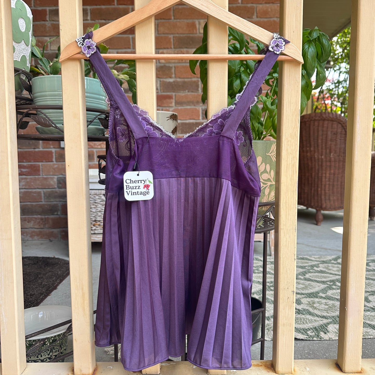 Purple Sheer Lace Camisole, M