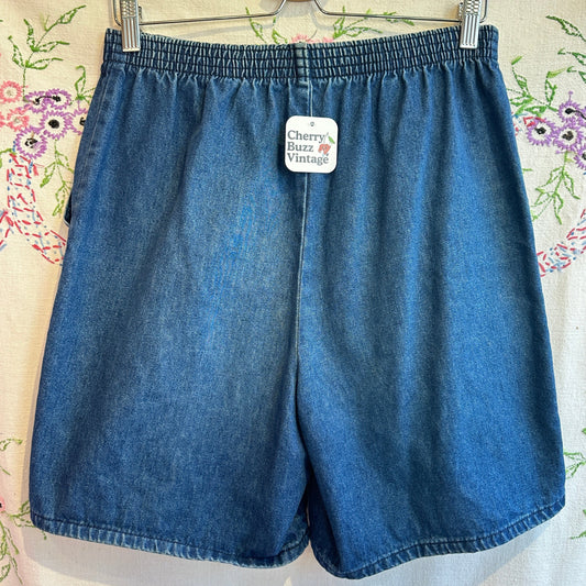 Blue Cotton Denim Shorts, 30"