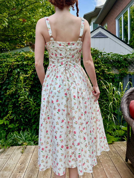 House of CB White Floral Dress, M - Cherry Buzz