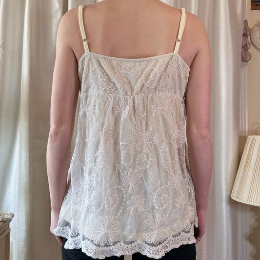 Suzy Shier Cream Lace Bohemian Top, XL