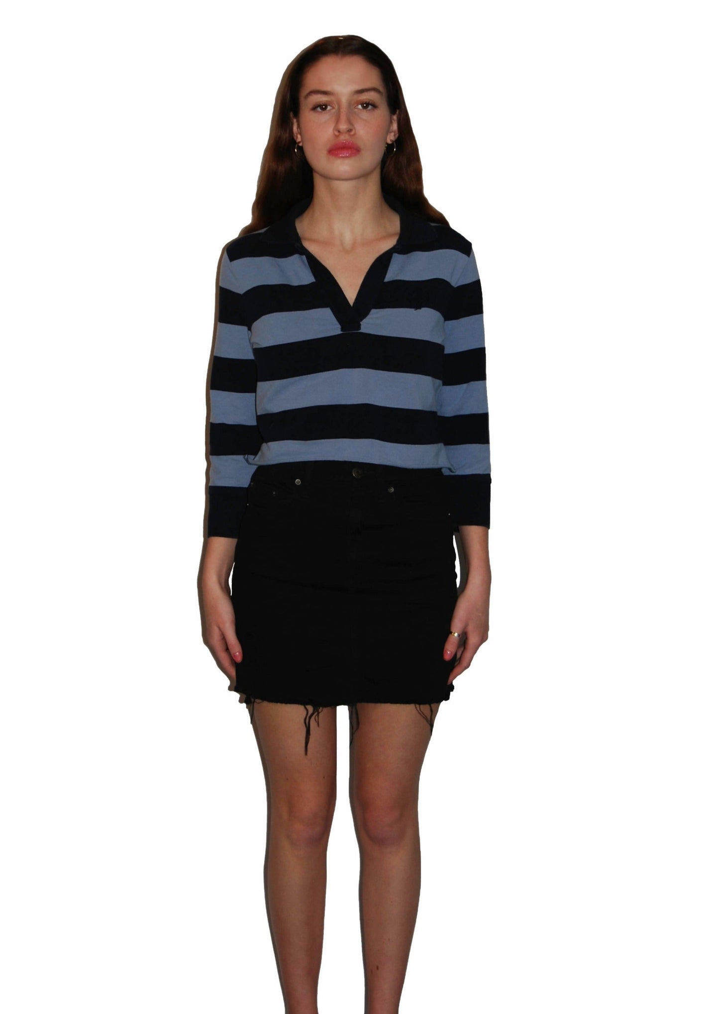 Tommy Hilfiger Striped Cropped Quarter Sleeve, S - Shirt - Cherry Buzz