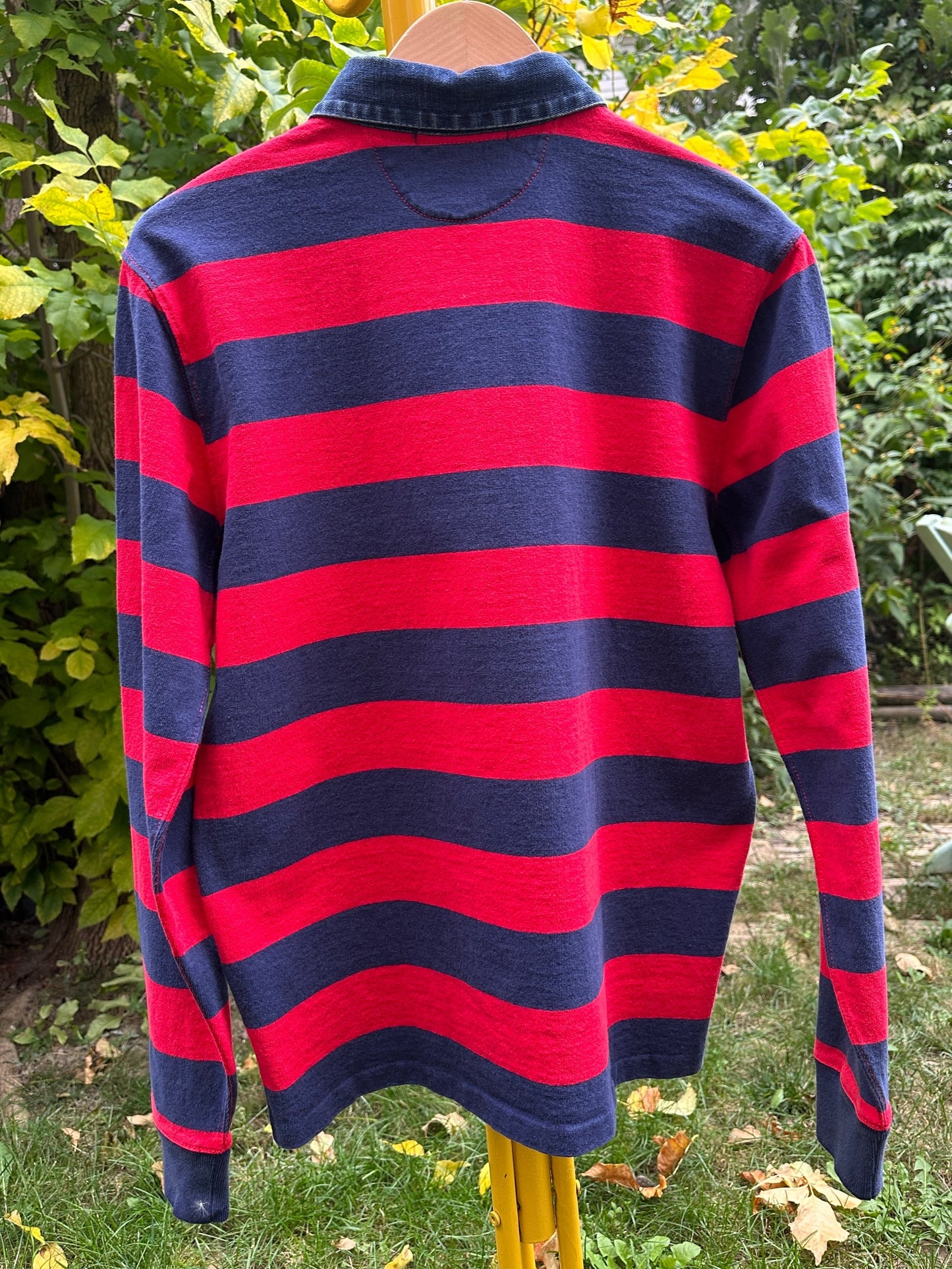 Vintage Y2K Polo Sport Long Sleeve with Denim Collar - Cherry Buzz