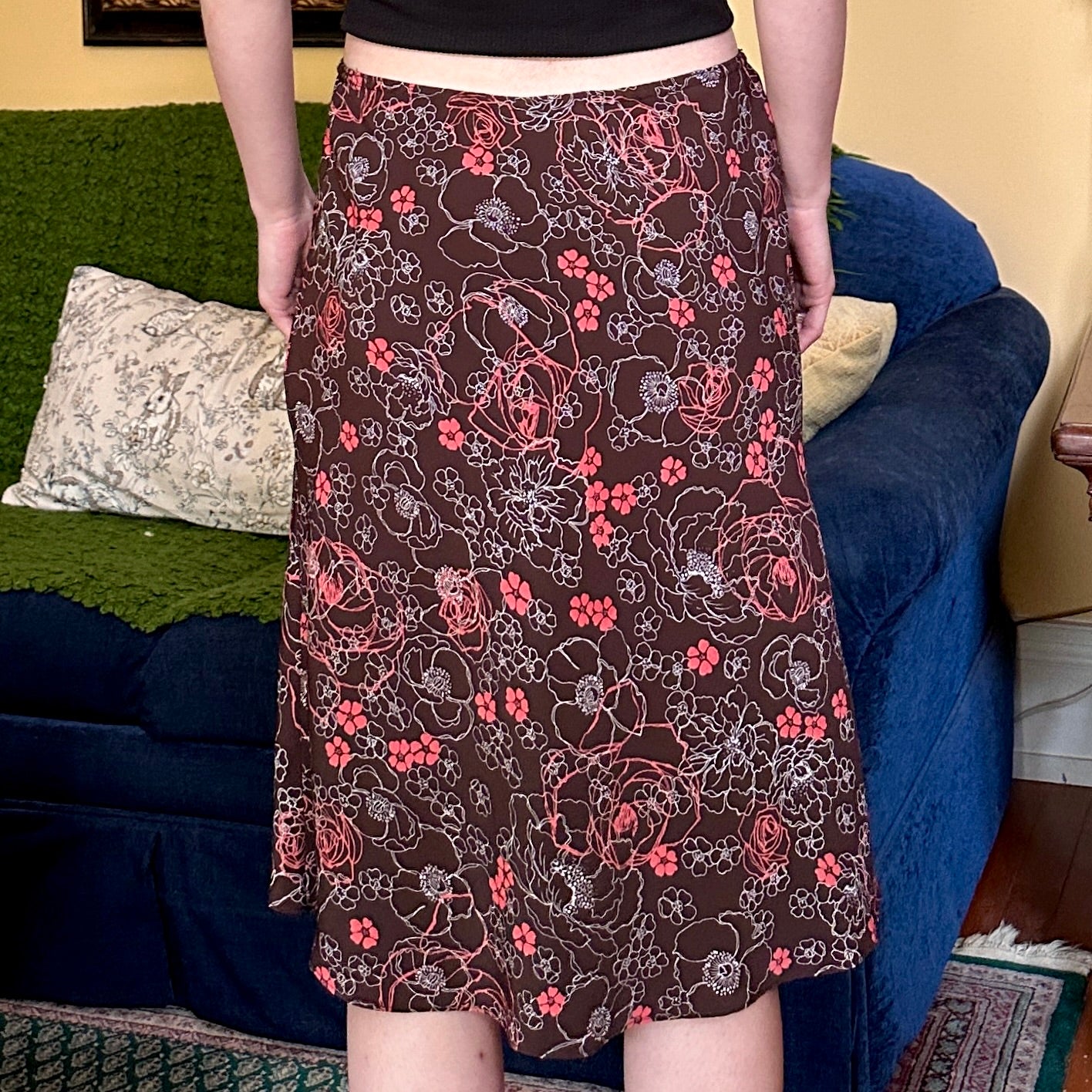 Mandy Evan’s Brown Pink Floral Skirt, S