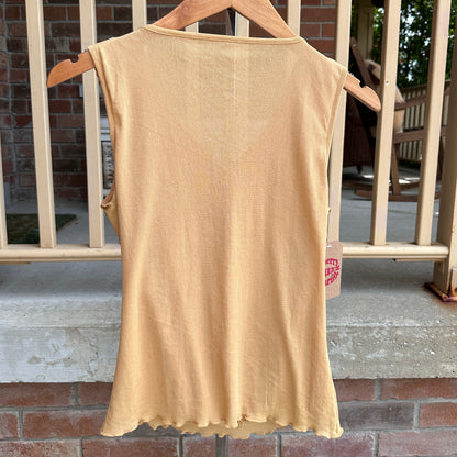 Gold Sequin Mesh Top, S