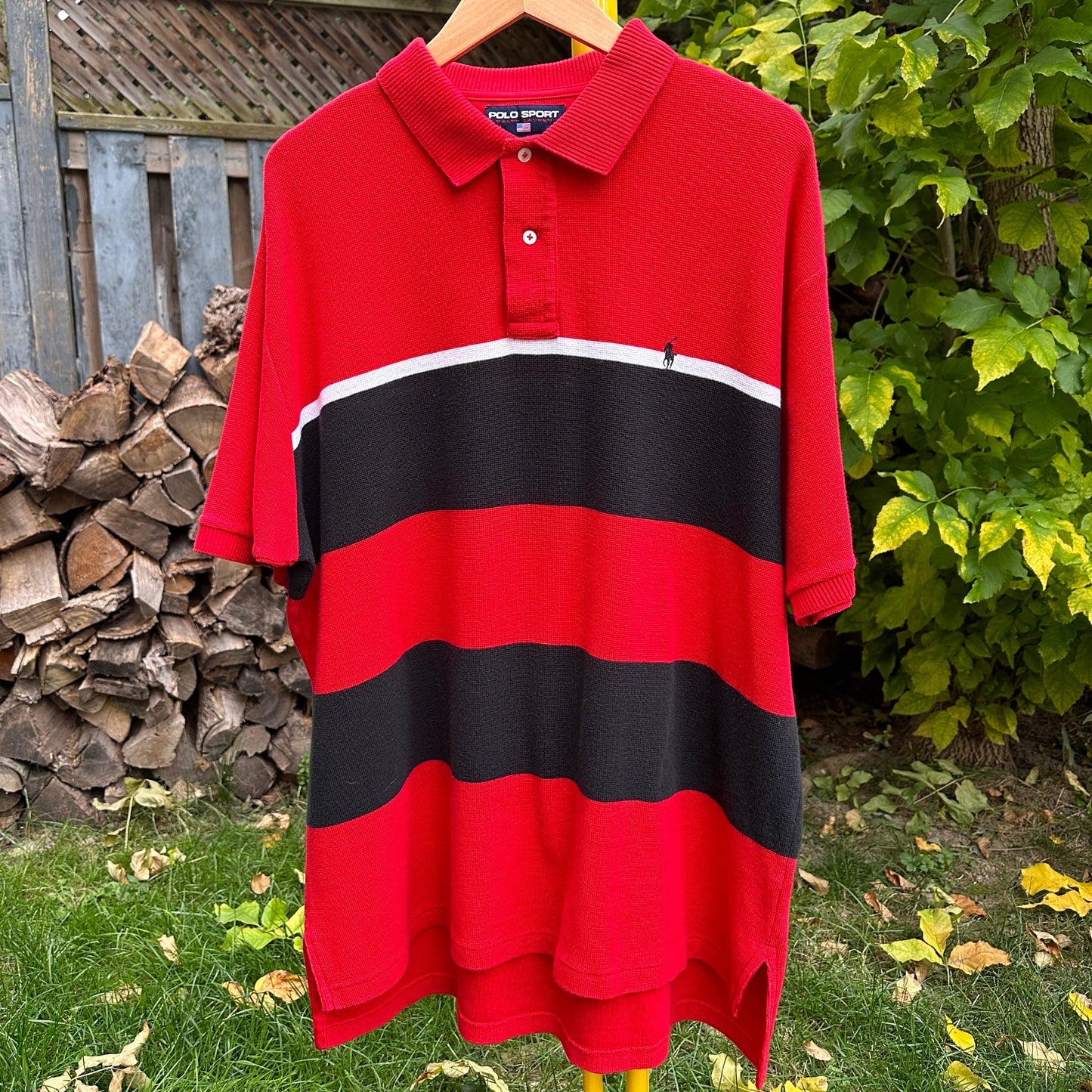 Vintage Polo Sport Stripe Polo Short, XL - Cherry Buzz