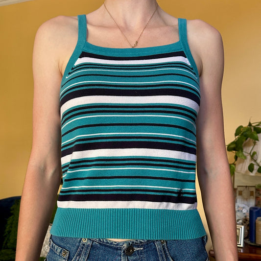 Burberry Blue, White and Black Cotton Tank Top, S