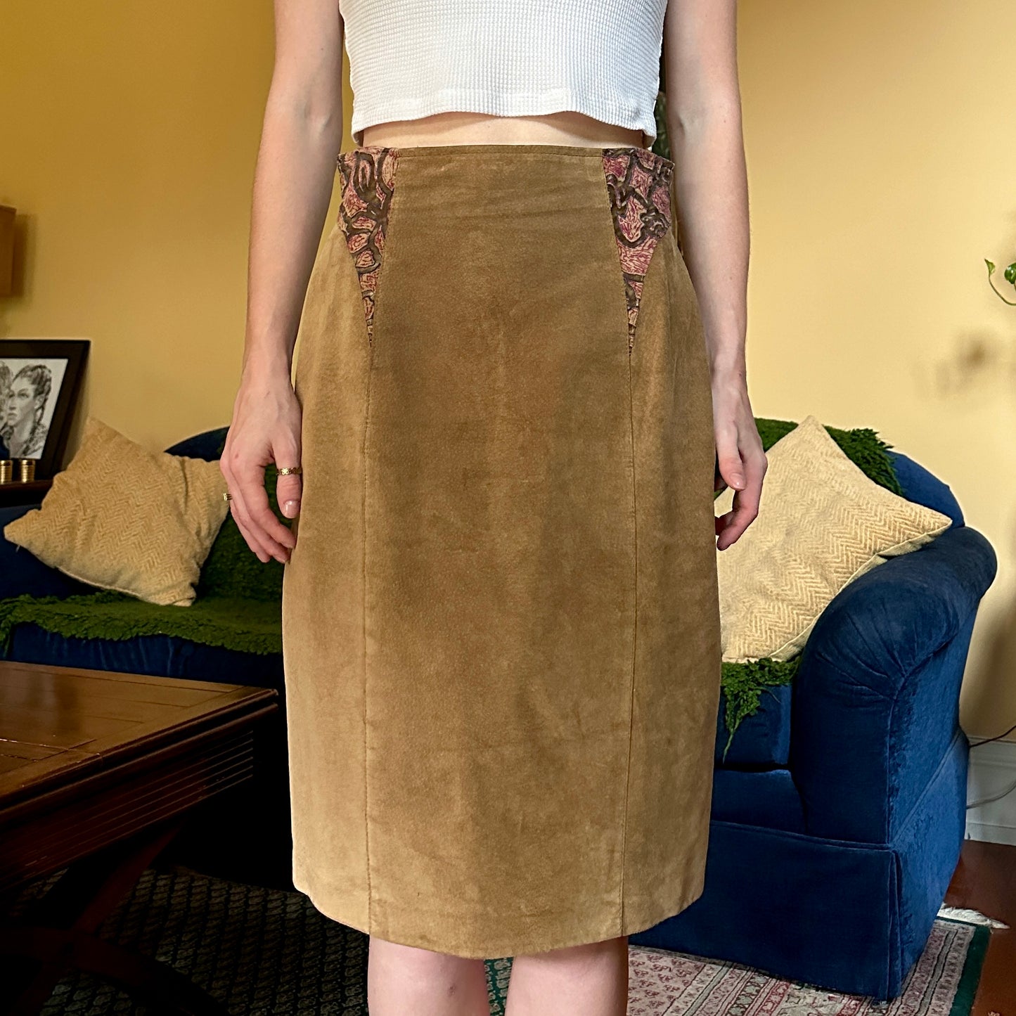 Danier Brown Leather Skirt, M