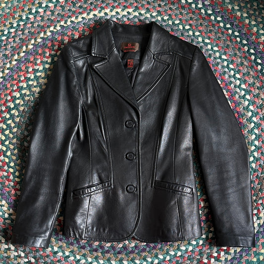 Danier Italian Leather Black Blazer Coat, XXS