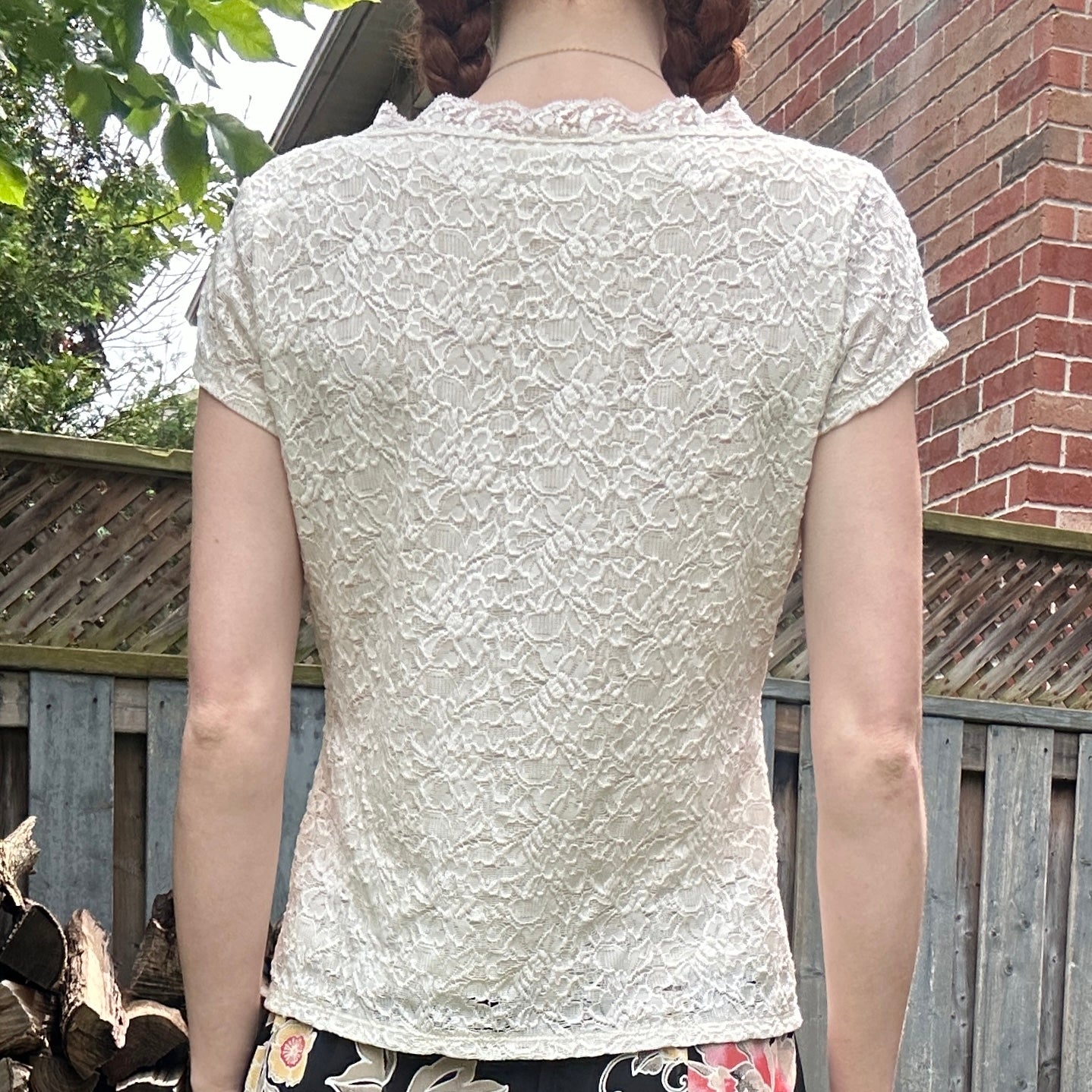 YZZA Cream Lace Top, M