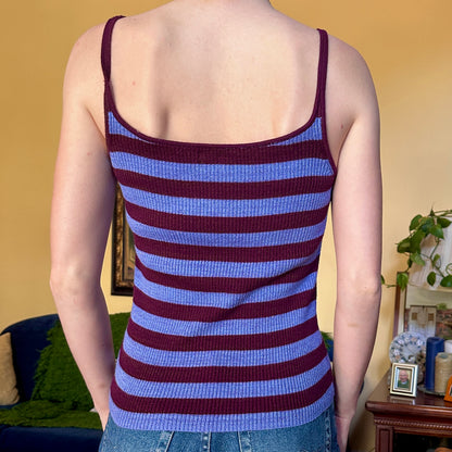 Blue and Purple Sparkly and Ribbed Camisole, S