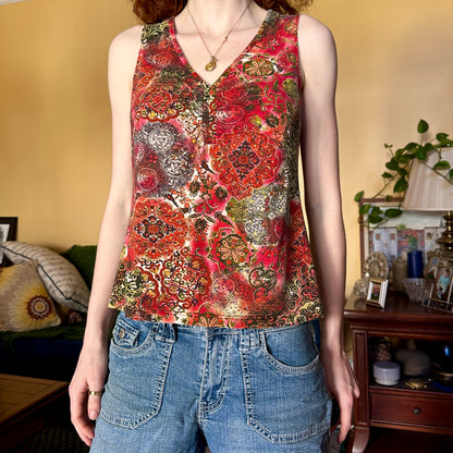 Red Paisley Top, M