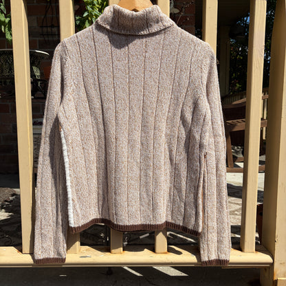 Patchwork Knit Turtle Neck Sweater, S